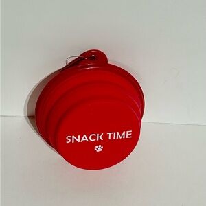 Collapsible Silicone Dog Cat 5” Travel Bowl Dish 12oz Red Snack Pet Portable